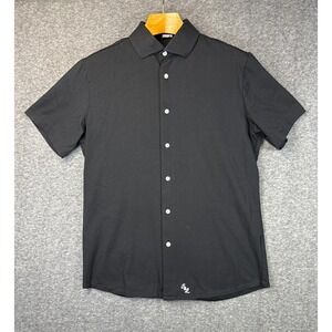 State & Liberty Short Sleeve Athletic Blk Fitted Stretch B.D. Shirt Mens Size L